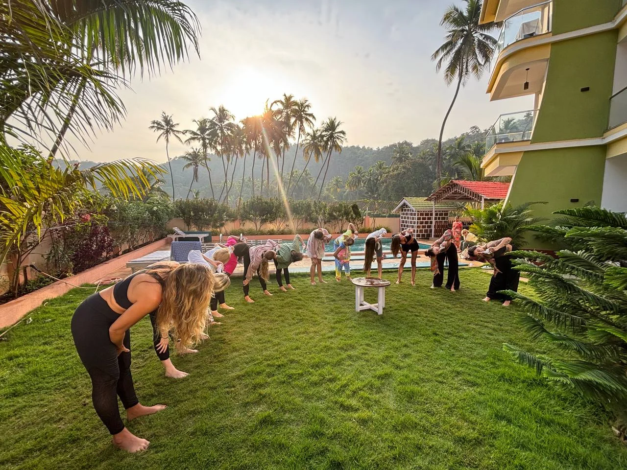 300 Hour Yoga Teacher Training Students Performing Jala Neti Yogic Technique at Rishikul Yogshala in Mysore