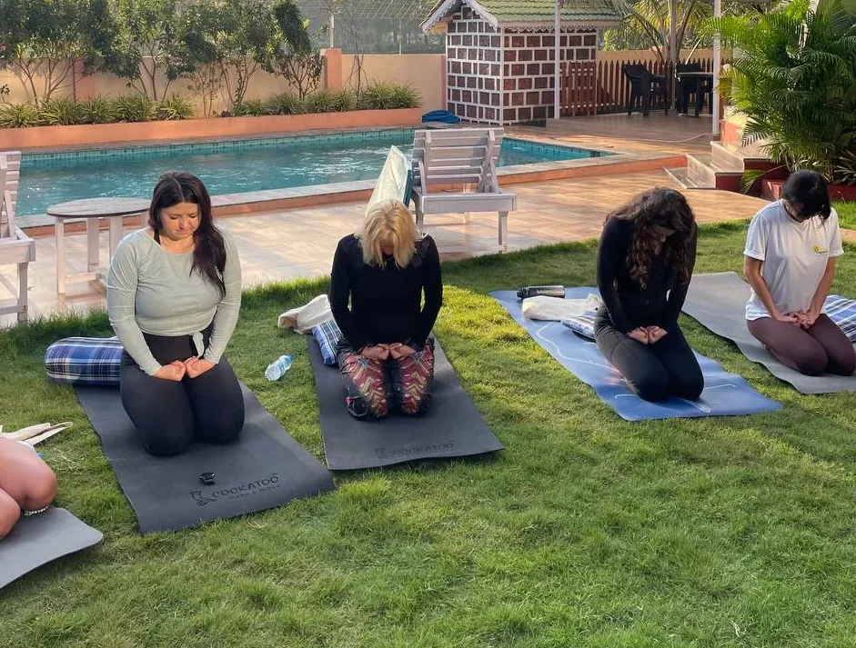 Student Practising Yoga During Yoga Retreat at Rishikul Yogshala Goa