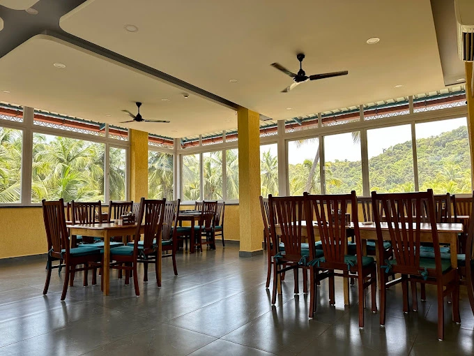 Dining area of Rishikul Yogshala During Yoga Teacher Training Course in Mysore