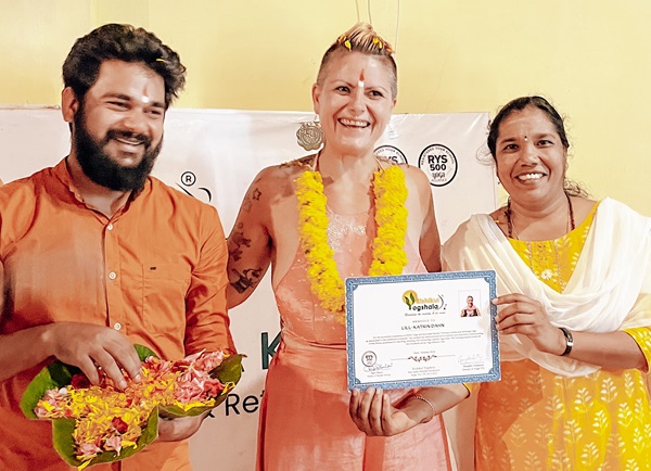 Rishikul Yogshala Students Receiving Certificate after Completing the 500 Hour Yoga Teacher Training Course in Nepal