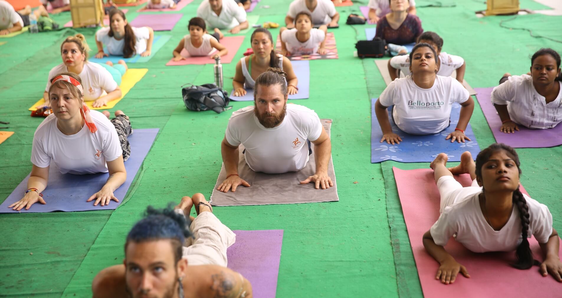Rishikul Yogshala Students Performing Yoga Poses During 500 Hour Yoga Teacher Training in Nepal