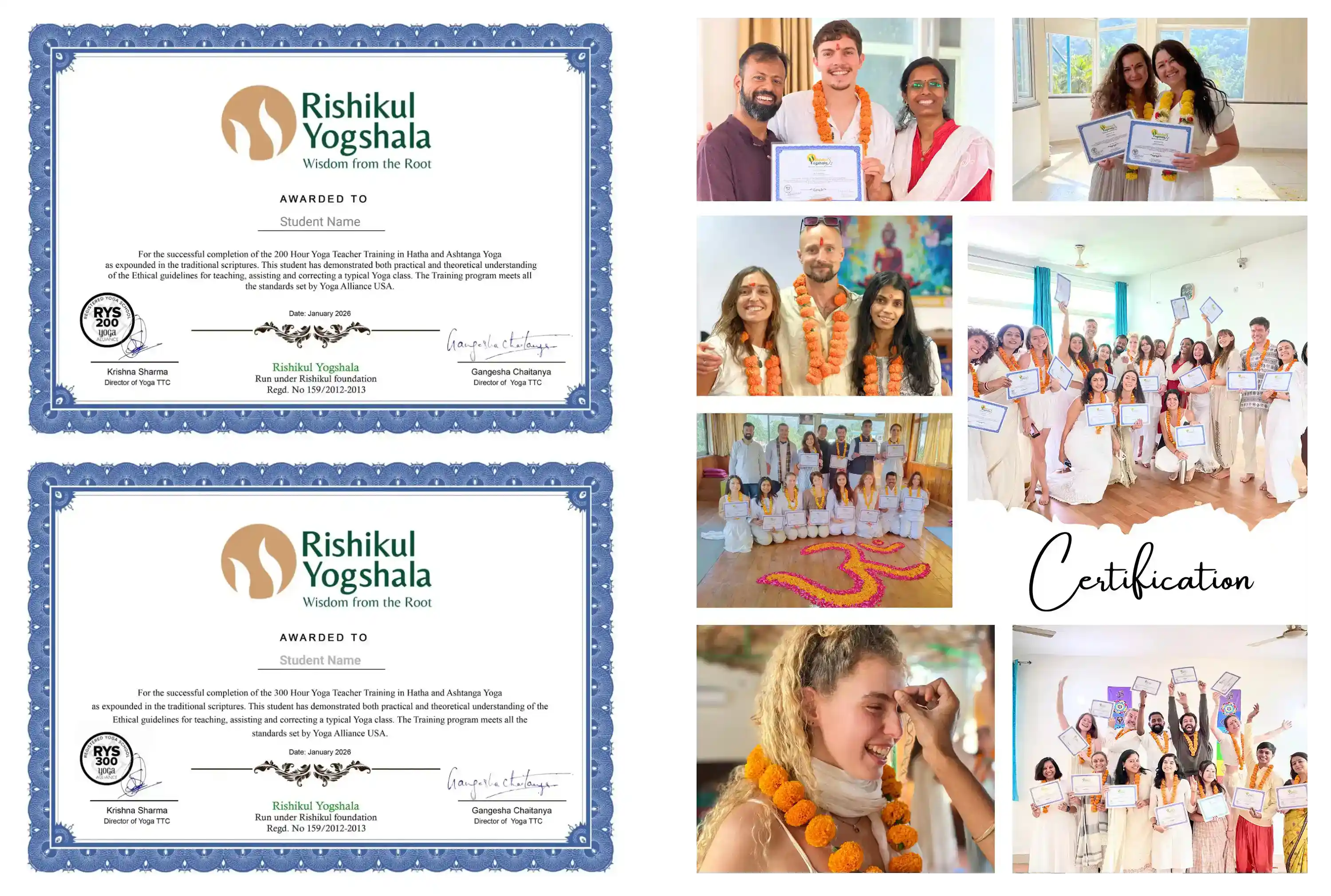 Yoga Alliance Certification for 500 Hour Yoga TTC in Goa