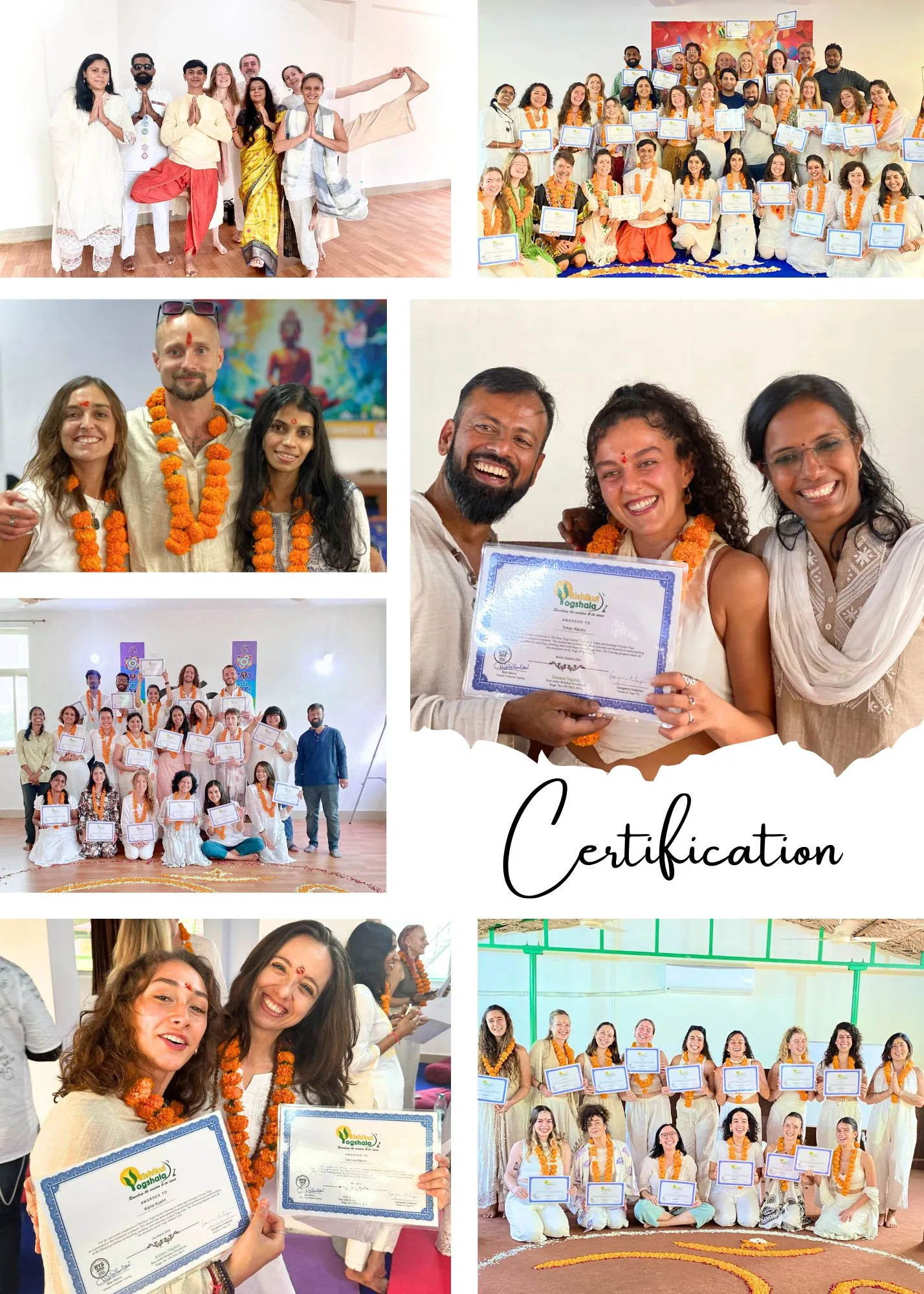 Students of Rishikul Yogshala Holding their 100 Hour Yoga Teacher Training Certificates