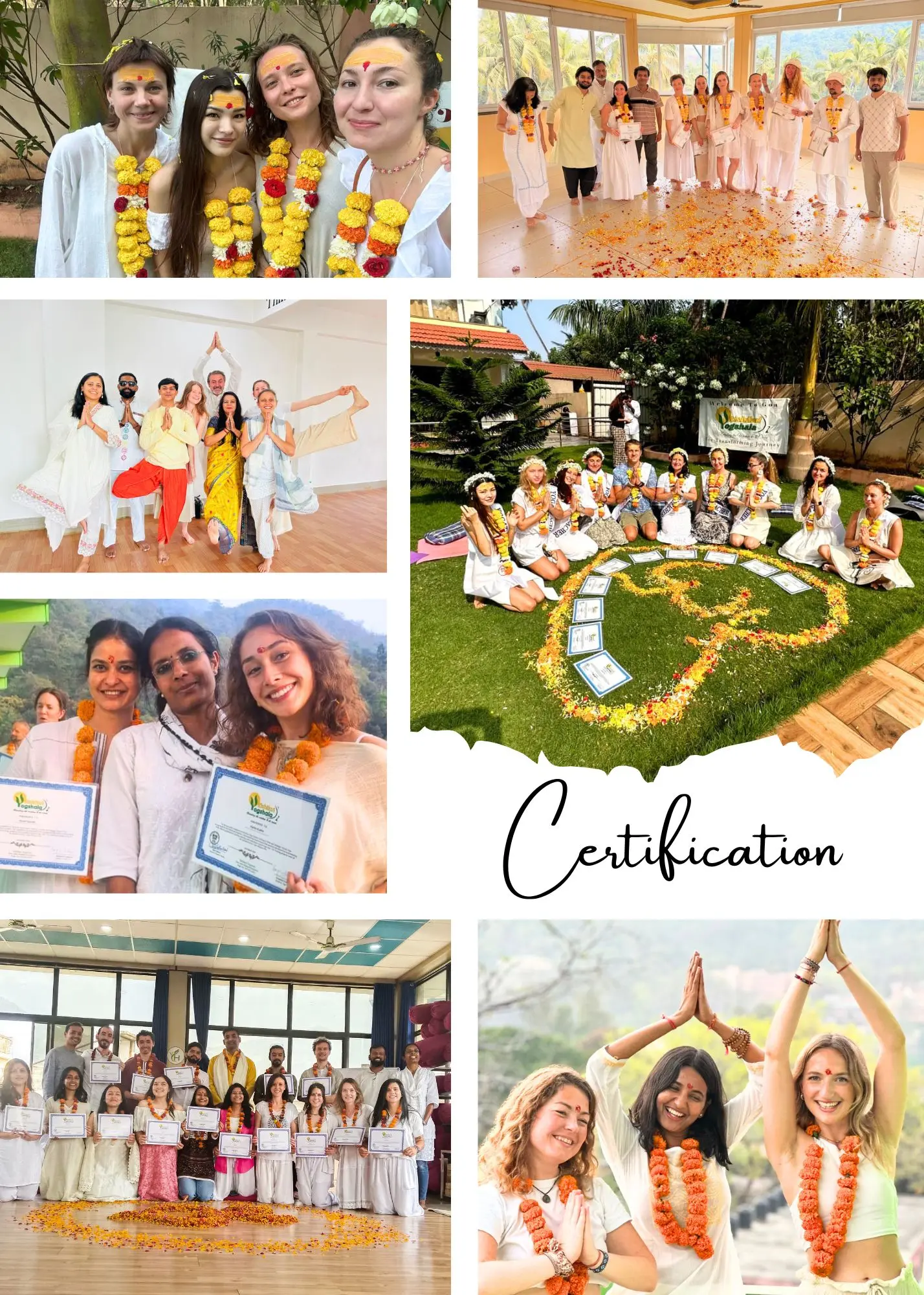 Students of Rishikul Yogshala Holding their 200 Hour Yoga Teacher Training Certificates