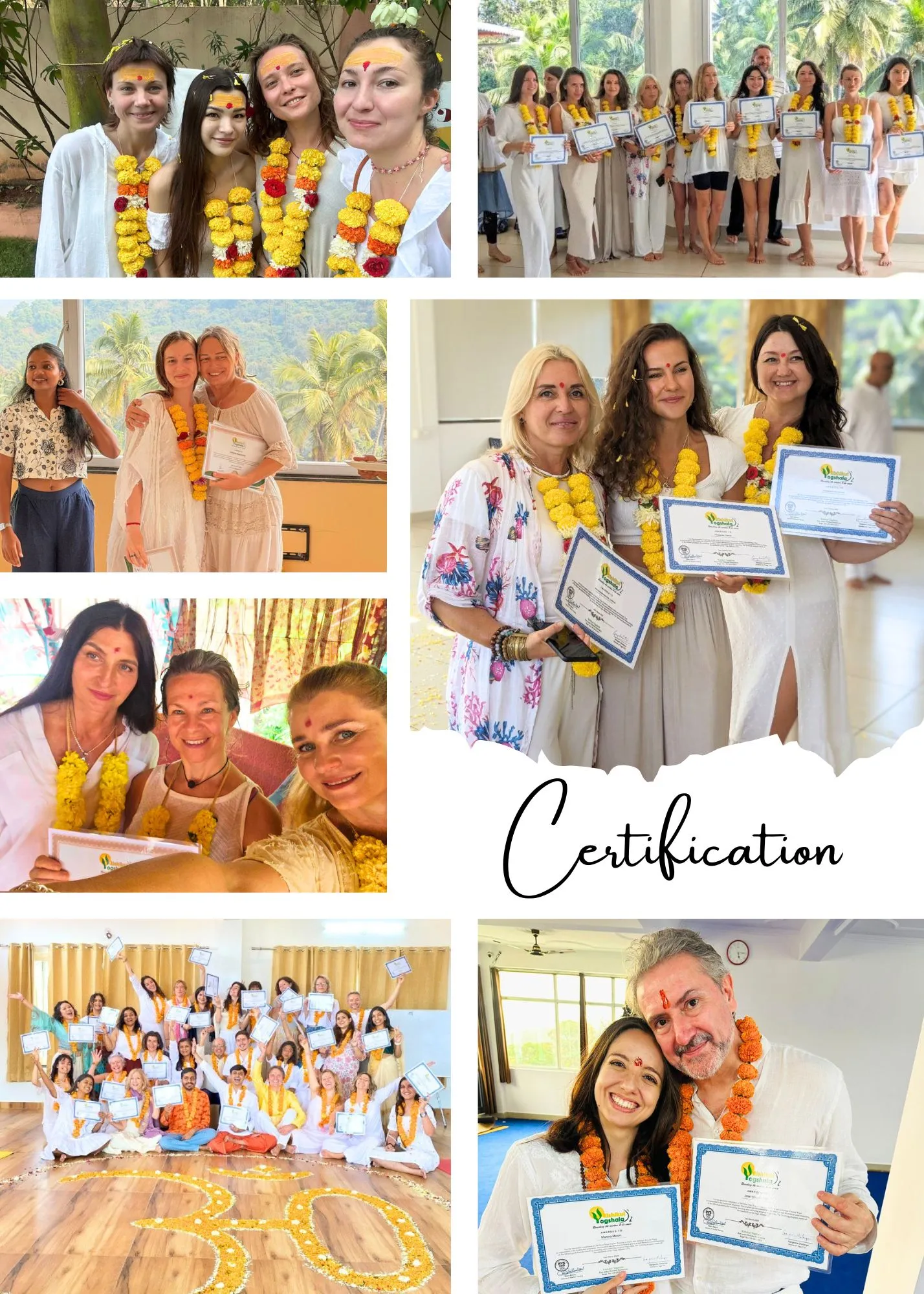 Students of Rishikul Yogshala Holding their 300 Hour Yoga Teacher Training Certificates