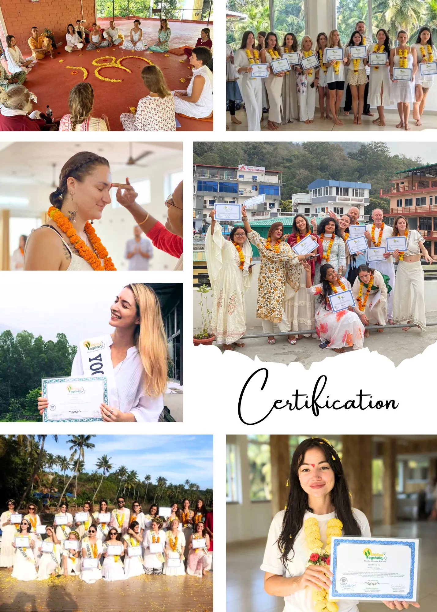 Students of Rishikul Yogshala Holding their 300 Hour Yoga Teacher Training Certificates