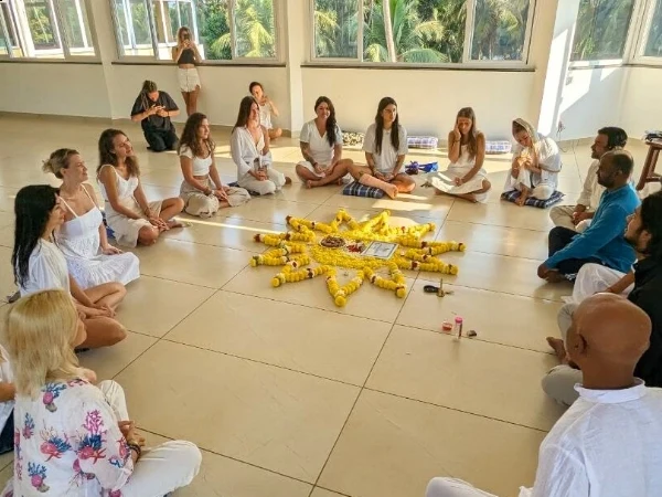 Group Photo of 100 Hour YTTC Students at Rishikul Yogshala Goa