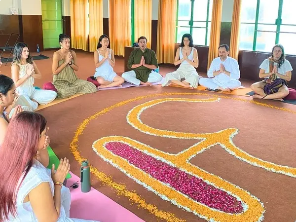 Students at Rishikul Yogshala during 500 Hour Yoga Teacher Training in Kerala