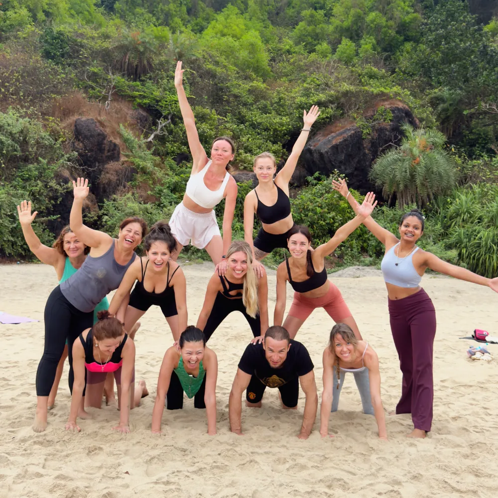 Yoga practitioners in meditation at Rishikul Yogshala