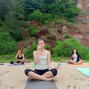 Student Performing Alternate Nostril Breathing During 200 hour yttc at Rishikul Yogshala Student Performing Alternate Nostril Breathing During 200 hour yttc at Rishikul Yogshala
