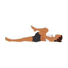 Pavanamuktasana (Wind-Relieving Pose) Yoga Illustration. Woman performing Pavanamuktasana (Wind-Relieving Pose) yoga posture