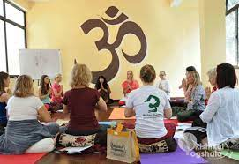 Spiritual Yoga & Meditation Class – Deepening Mindfulness and Inner Peace. Group of people participating in a yoga or meditation session