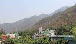 View of Rishikesh with Lush Green Mountains in the Background