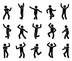 Jasti Asana Stick Figures – Expressive Pose Collection of black stick figure silhouettes in various poses