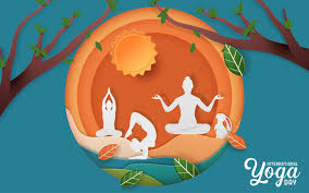 International Yoga Day - Wellness and Mindfulness Three people practicing yoga in various poses