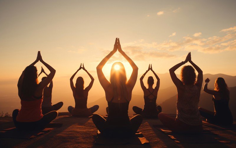 Students Practicing Yoga In An Open, Serene Environment Students Practicing Yoga In An Open, Serene Environment
