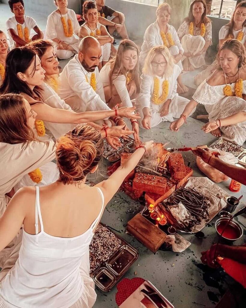 Yoga students at teacher training inauguration